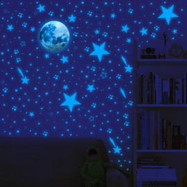 1121 Pcs Glow in The Dark Stars for Ceiling, Glow in The Dark Wall Decals Stickers, Star and Moon Ceiling Stickers Glowing Star Decal Decoration for Nursery Living Bedding Room Wall Decor