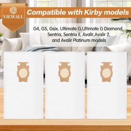 12 Pack Replacement Vacuum Cleaner Bags Compatible with Kirby Part 205811 204814 204811 Universal Cloth Bags Fit for Kirby All Generation & Sentria Models