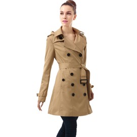 BGSD Women Leah Waterproof Hooded Mid Length Trench Coat Tan X-Small