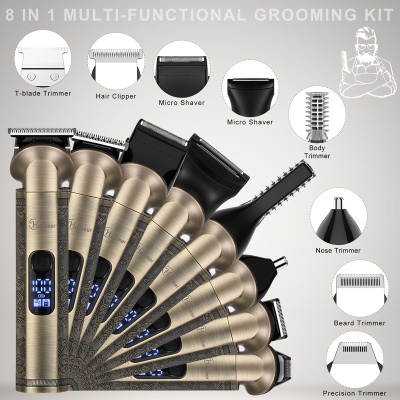Hatteker Beard Trimmer Kit Professional Barber Zero Gap T Blade