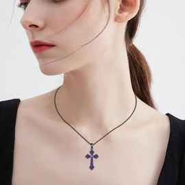 AINFQY Cross Necklace for Women 925 Sterling Silver Black Cross Pendant Necklace Cross Gothic Jewelry Gifts