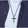 Rnivida Black Nail Cross Necklace for Men,Stainless Steel Cross Pendant