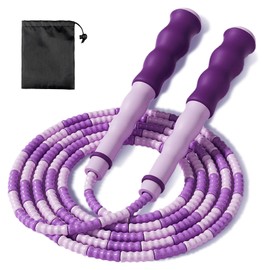MUNSKT Beaded Skipping Rope Beaded Jump Rope Tangle Free 2.8m/1.1in Adjustable Length for Kids and Adult (purple)