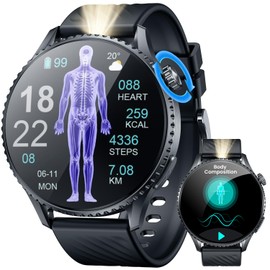 Men's Smartwatch with ECG + HRV Fitness Watch: 1.56 Inch AMOLED with Bluetooth Phone Function Smart Watch 24H Heart Rate Blood Pressure Fitness Tracker Pedometer IP67 Waterproof Watch Compatible