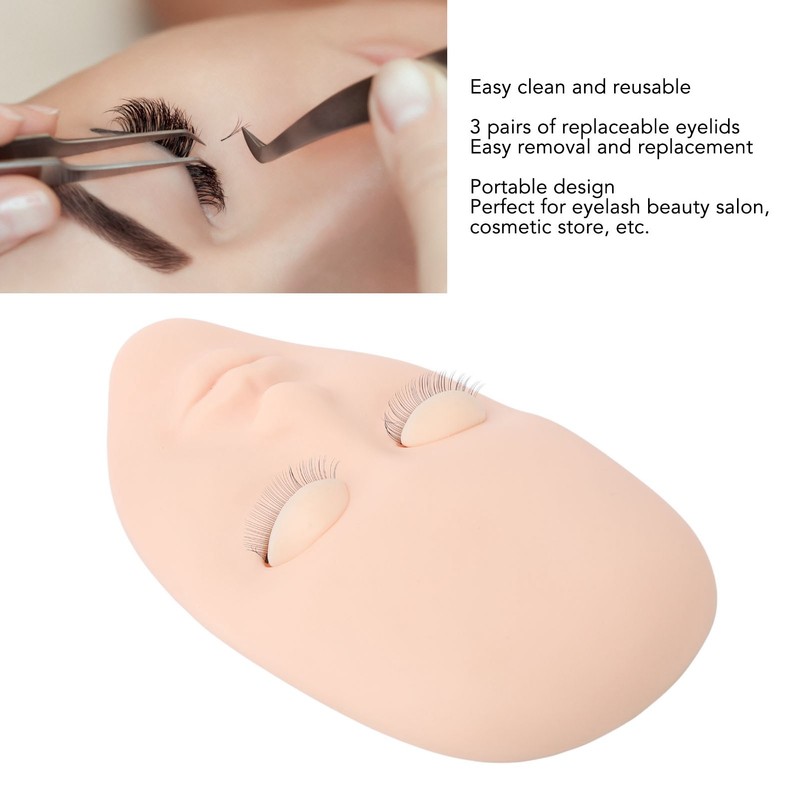 Lash Mannequin Head Eyelash Extension Practice Doll Head with 3