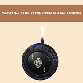 ZIPBIOCE Ace of Spades Toker Poker Design Lighter，Unique Cool Windproof Adjustable Flame Lighters，Refillable Butane Lighter，Creative Mini Funny Gifts for Men Women(Without Butane Gas) (11)