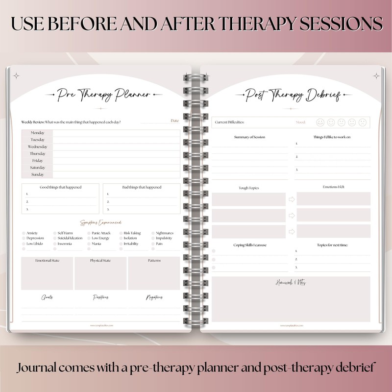 Therapy Notes Journal - Pre & Post Therapy Planner for