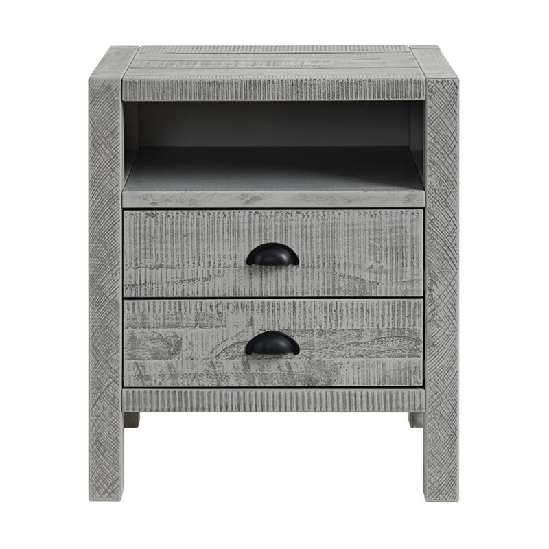 Arden 2-Drawer Wood Nightstand - Driftwood Gray, Rustic Finish with