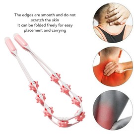 Manual Back Massage Roller Rope, Handheld Massage Ball Roller Anti Cellulite Massage Roller, Fascia Roller Manual Massage Strap for Back Neck Shoulder Waist Leg Muscle Exercise Massage Roller (Pink)