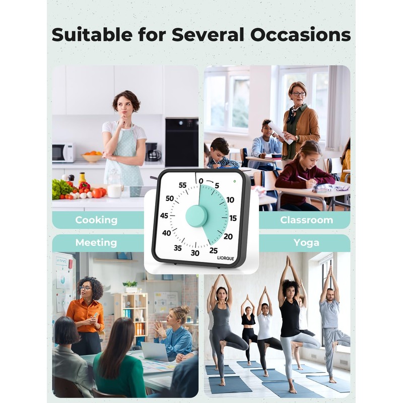 LIORQUE 19cm Visaul Timer Large Timer for Classroom, 60 Minute