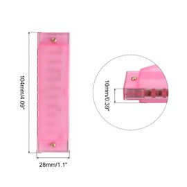 PATIKIL Clearly Colorful Translucent Harmonica 10 Holes Pink ABS Harp Mouth with PVC Box for Educational Musical Instruments Beginners Adults Pack of 2