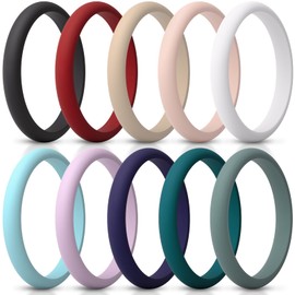 ThunderFit Women’s Silicone Thin and Stackable Bridal Ring Sets, Silicone Wedding Bands, 2.5mm Wide 2mm Thick, Variety Multipack 1-12