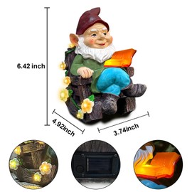 Solar Garden Gnome Statues Outdoor - Fairy Resin Gnomes Succulents Figurines Lights Yard Art Sculpture Home Decor For Outside Patio Balcony Lawn Ornaments, Ideal Christmas Birthday Housewarming Gifts