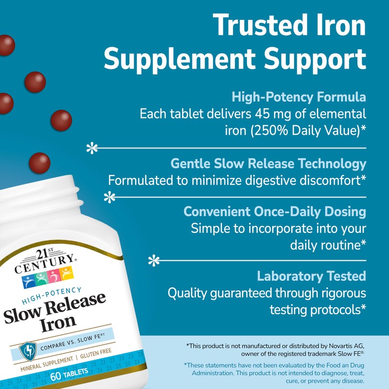 21st Century Slow Release Iron Tablets, 60 Count