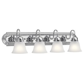 Kichler 30" 4-Light Vanity Bath Light in Chrome, Modern Bathroom Light with Clear Satin Etched Glass, ("30" W x 8" H), 5338CHS