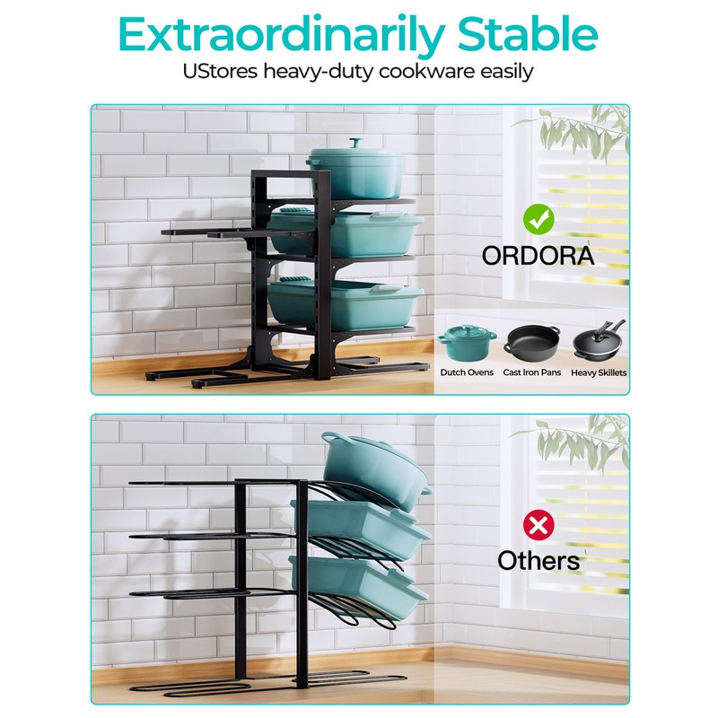 ORDORA 6-Tier Pots and Pans Organizer under Cabinet, Kitchen Cabinet