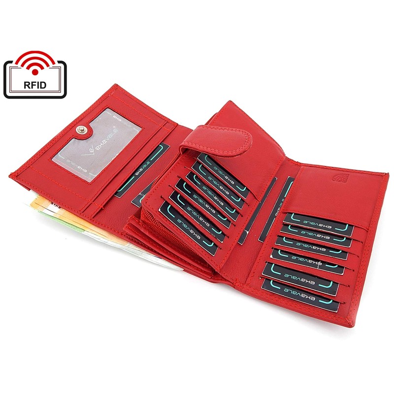 ekavale Women's Leather Wallet with RFID Protection 25 Compartments Women's
