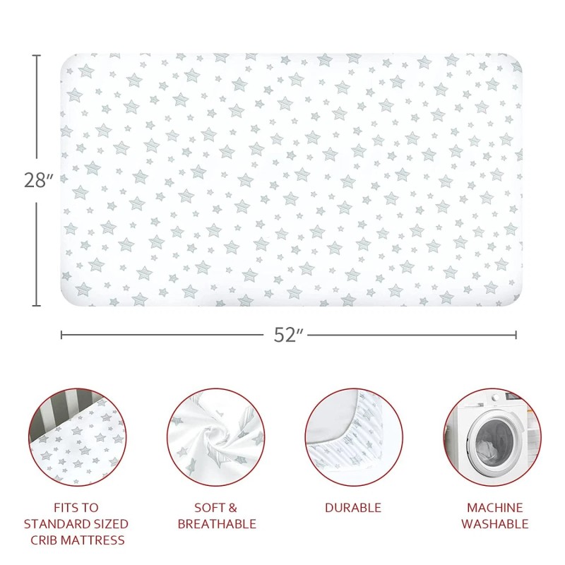 Moonsea 4-Pack Crib Sheet Set Bamboo Viscose Waterproof Crib Mattress