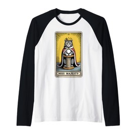 Cat Tarot Card Hiss Majesty Cat Scratching Post Tree Cat Raglan Baseball Tee