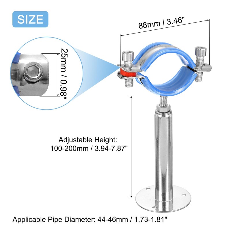 sourcing map 3Pcs Pipe Support, Stainless Steel Wall Mount Ceiling