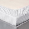 Top Linen White Stripe Fitted Sheet - 100% Egyptian Cotton