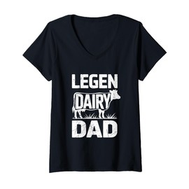 Womens Legen-Dairy Dad Funny Cow Dad Joke V-Neck T-Shirt
