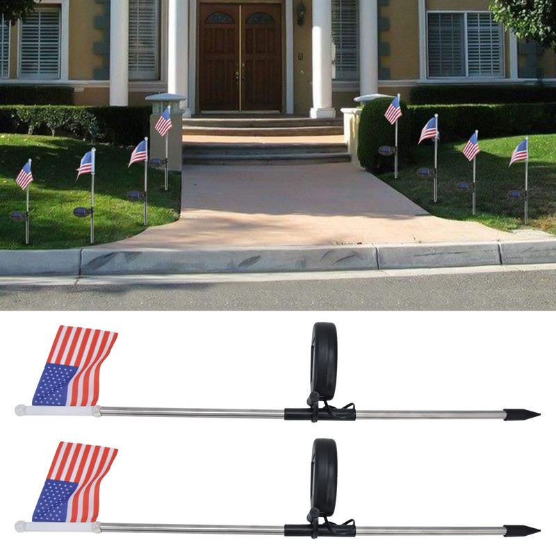 2PCS Solar Powered Garden Light Flag Lawn Stake Lamp for