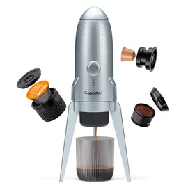 3 in 1 Portable Electric Espresso Machine On the Go with Detachable Coffee Stand, Car Coffee Maker Self-Heating with USB-C, For Travel Camping and Hiking With Ground Coffee & NES PRES*O/DG Pod