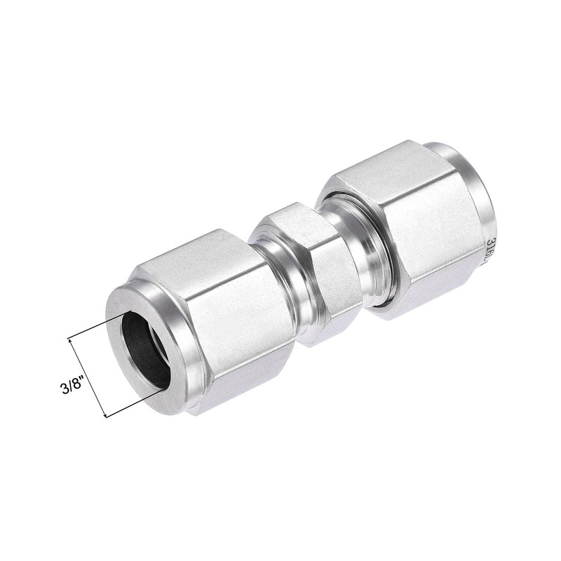 sourcing map Compression Tube Fitting 3/8" Tube OD x 3/8"