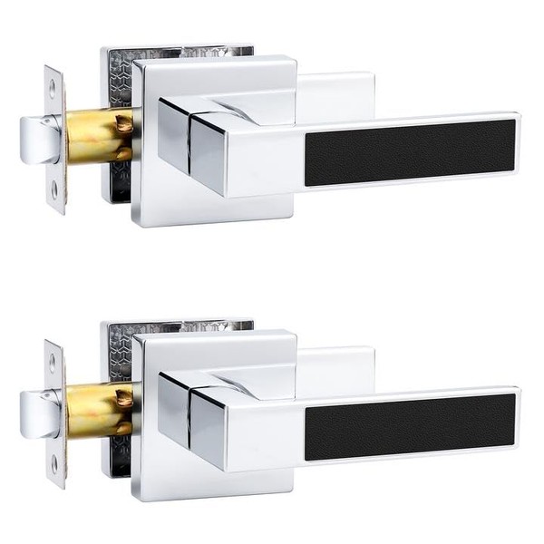 Probrico Heavy Duty Square Door Handle with Black Leather Hand