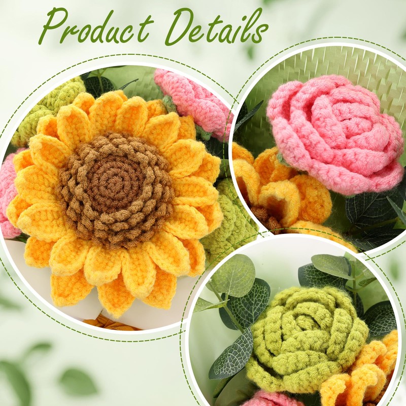 Handmade Crochet Flower Bouquet, Crochet Flowers, Knitted Flowers