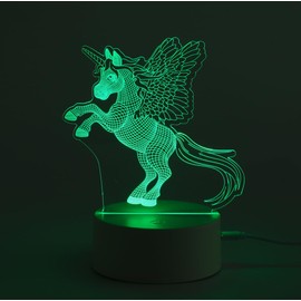 JWEELUMI Unicorn Gift Night Light for Kids,Auto 7 Colors Changing Deer Table Lamp,3D Illusion Bedside Lamp,Cute Deer Gifts for Women Teens Boys Girls Birthday Christmas Gifts