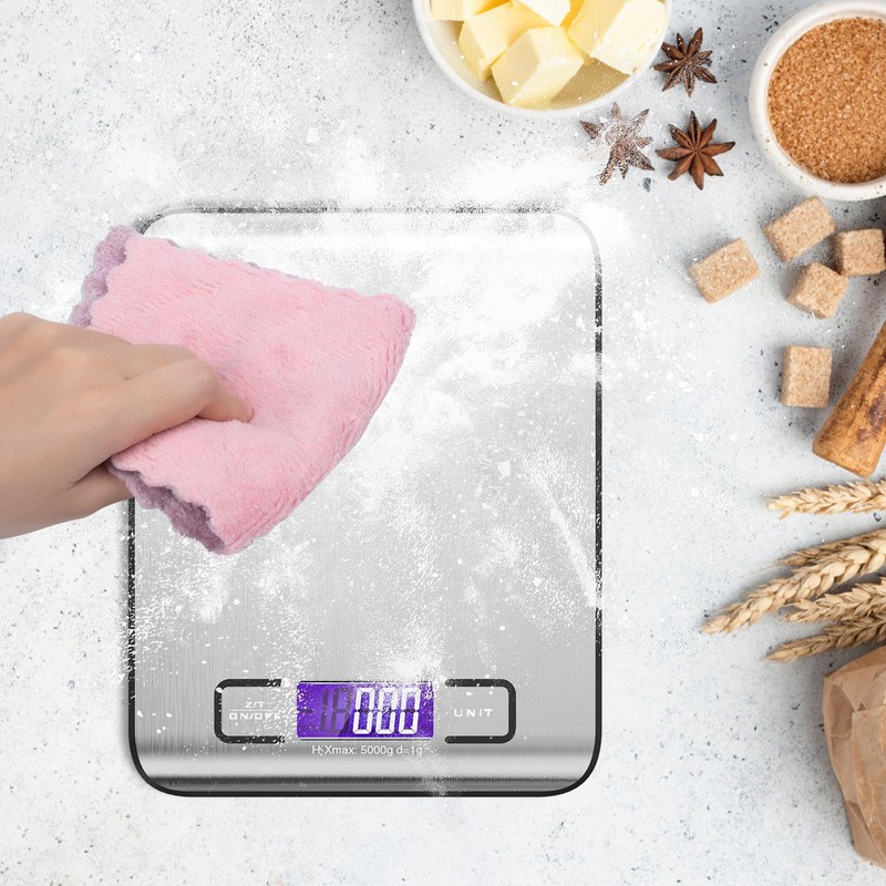 Digital Kitchen Scales, 10kg/22lb Electronic Cooking Scales, USB Stainless Steel