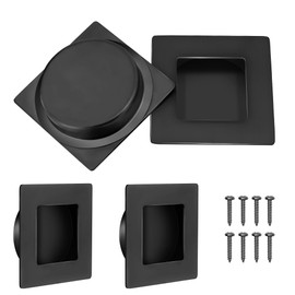 Malimali 2-3/4 Inch Recessed Finger Flush Pulls for Pocket Door Sliding Closet Door, Matte Black Stainless Steel Sliding Door Handle Square Barn Door Hardware (4 Pack)