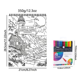 qwnersa ADHD Daily Planner, Cleaning Schedule and Checklist Organizer Productivity Daily Planner & Task Management Color-in Spiral Notebook & Daily Planner with 12 Highlighter Pens (C)