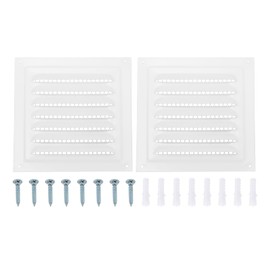 PATIKIL 6"x6" Stainless Steel Gable Vent, 2pcs Exterior Wall Outlet Vent Cover HVAC Air Grille Louvered Screen Mesh for Kitchen Bathroom Ventilation, White