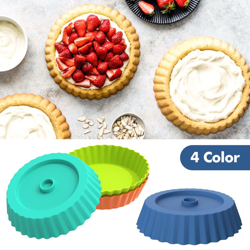 Webake - Molde de silicona para quiche, 8 moldes redondos