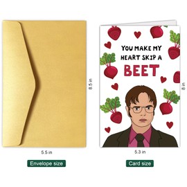 Chenive Funny The Office Valentines Day Card, Dwight Schrute Valentines Day Card for Men Women, Vday Card, Anniversary Pun Card, You Make My Heart Skip A Beet