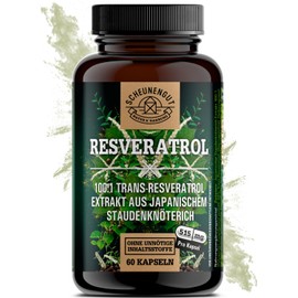 Scheunengut Resveratrol -1000mg je Tagesdosis- WICHTIG: 100:1 Extrakt (=100000mg jap. Staudenknöterich Wurzel) +Piperin I 98% Trans-Resveratrol Hochdosiert I Laborgeprüft -DE- SCHEUNENGUT®