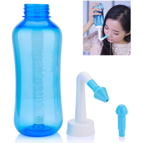 Nasal Cleaner, Ideal for Rhinitis Sinus Allergy Nose Care, Nasal Wash System 17oz 500ml, Nasal Sinus Rinse Bottle Nasal Irrigation with 2 Tips for Adults Child, Nasal Cleanse Flow Controller