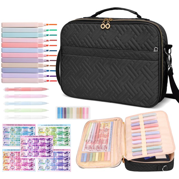 Black Bible Case Set for Men/Women - Large Bible Bag