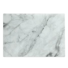 Ambesonne Marble Print Cutting Board, Granite Surface Motif Sketch Nature Effect and Cracks Antique Style Image, Decorative Tempered Glass Cutting and Serving Board, Large Size, Grey Dust White