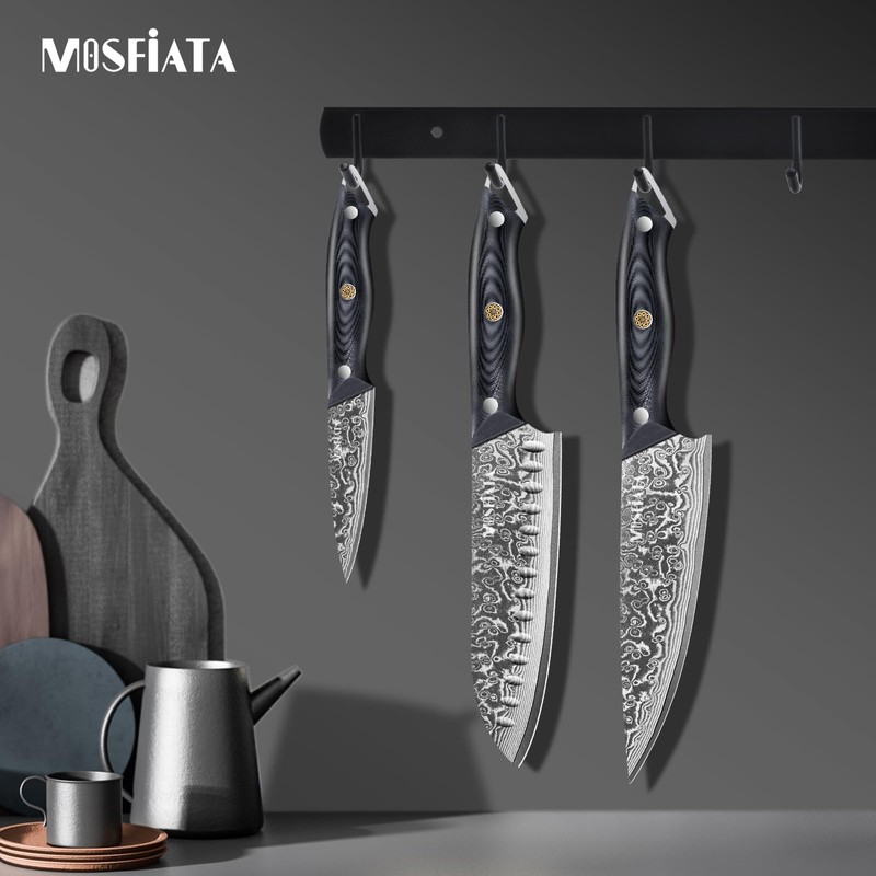 MOSFiATA Damascus Chef Knife 8 Inch, Professional Ultra Sharp Chef's