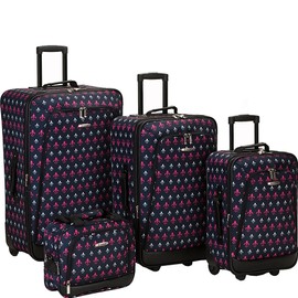 Rockland Reaction Softside Upright Luggage, Black Icon, 4-Piece Set (14/19/24/28)