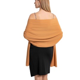Yetoun Women Shawl Wraps for Evening Dresses, Wedding Shawls Chiffon Scarf Wrap Scarves (Camel,79inch×19inch)