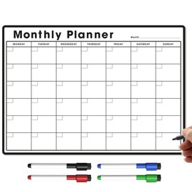 TMS A3 Monthly Planner Whiteboard | Magnetic Fridge Calendar for Meal Prep, Work or Family Planning | Made in the UK (A3, White)