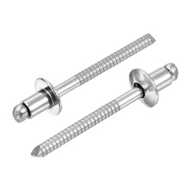 sourcing map 50Pcs 3/16"x1/4" 304 Stainless Steel Dome-Head Blind Rivets, Open-End Type Blind Rivets for DIY, Sheet Metal, Automotive Repairs, Furniture, Boat, and Duct Work (Silver)