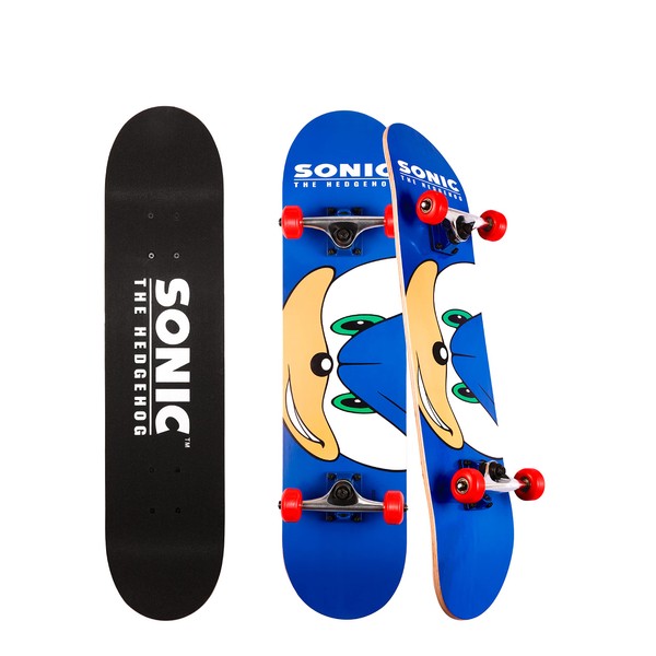 Sakar Sonic The Hedgehog Skateboard with Printed Graphic Grip Tape. Great for Kids and Teens Cruiser Skateboard with ABEC 5 Bearings, Durable Deck, Smooth Wheels