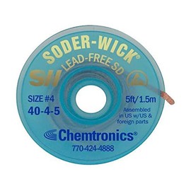 Soder-Wick 40-4-5 Desoldering Braid / Lead Free No-Clean / #4 .110" / 5-Ft