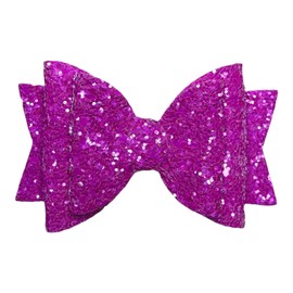 Vibrant Pink Glitter Hair Bows Clips Slides Grips for Woman Girls Handmade 3.5" inch - 2 Pack